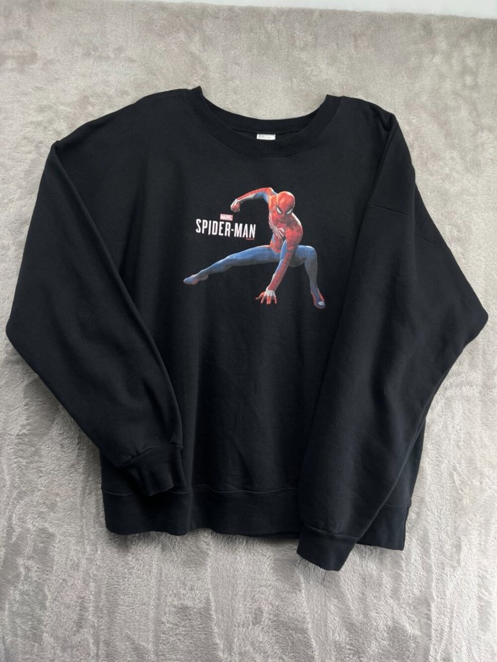 Marvel Spider-Man Black Graphic Crewneck Sweatshirt XL Oversized StreetweaR